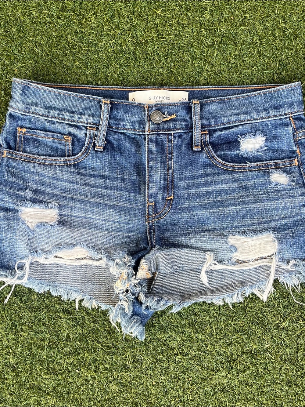 Gilly Hicks Distressed Light Blue Denim Jean Shorts